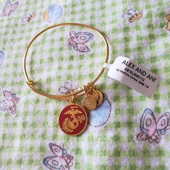 Alex and Ani U.S. Marine Corps Charm Bangle Gold 772 - Picture 2 of 3
